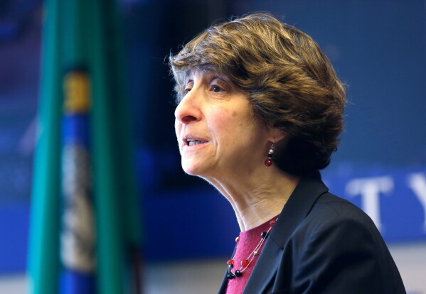Jocelyn Samuels speaks in Seattle, Feb. 4, 2014. (AP Photo/Elaine Thompson, File)