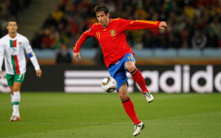 Spain's Joan Capdevila during the World Cup round of 16 soccer match between Spain and Portugal at the Green Point stadium in Cape Town, South Africa, Tuesday, June 29, 2010. (AP Photo/Armando Franca, File)