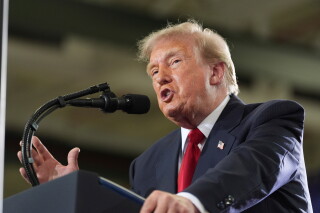 President Donald Trump speaks at General Motors proving ground, Monday, July 27, 2026, in Milford, Mich. (AP Photo/Alex Brandon)
